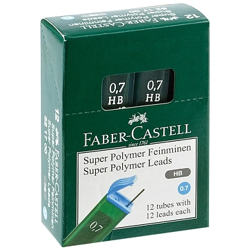 Грифели для механических карандашей Faber-Castell 'Polymer', 12шт., 0,7мм, HB