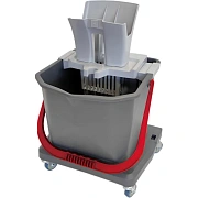 Ведро (ручка красная) на колесной базе с отжимом Росмоп Лайт.