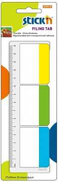 Клейкие закладки пластиковые Stick'n 37х50мм, 3цвета по 10 листов