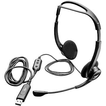 Наушники с микрофоном (гарнитура) LOGITECH PC 960, проводная, компьютерная, 2,4 м, стерео, USB, черная