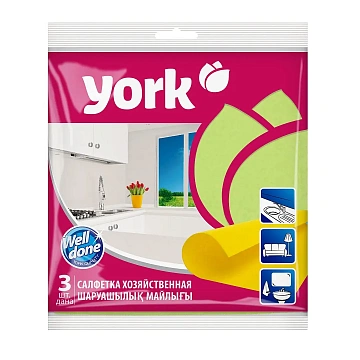 Салфетка хозяйственная York 35х35см, вискоза, 3шт/уп