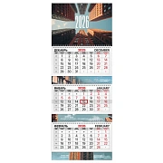 Календарь квартальный 2026 г., 3 блока, 3 гребня, бегунок, мелованная бумага, BRAUBERG EXTRA, 'Мегап