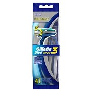 Станок для бритья Gillette Blue Simple 3 одноразовый, 4шт