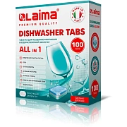 Таблетки для посудомоечных машин 100 шт. LAIMA PREMIUM QUALITY 'All in 1', растворимая оболочка, ИТАЛИЯ, 607609