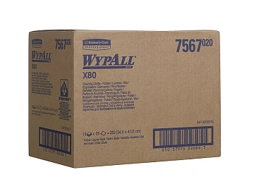 Протирочные салфетки Kimberly-Clark WypAll Х80 7567, листовые, 25шт, 1 слой, желтые