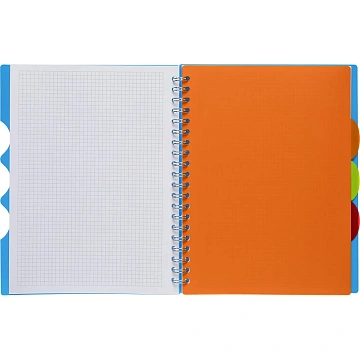 Бизнес-тетрадь AttacheА4,100л,кл,спир,обл.пластик,с разделителями,голубой