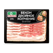 Бекон Велком Двойное копчение сырокопченый нарезка, 200г