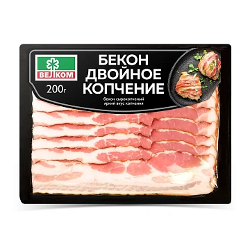 Бекон Велком Двойное копчение сырокопченый нарезка, 200г