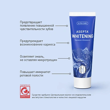 Зубная паста Асепта Plus бережное отбеливание, 75мл