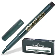 Ручка капиллярная (линер) FABER-CASTELL 'Finepen 1511', ЧЕРНАЯ, корпус темно-зеленый, линия 0,4 мм, 151199