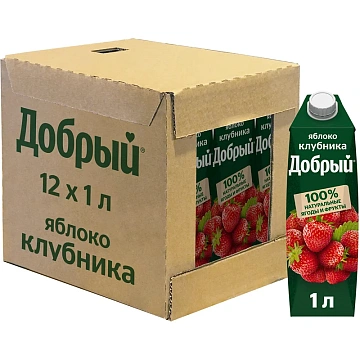 Сокосодержащий напиток Добрый Яблоко-клубника, 1л