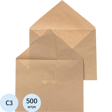 Конверт крафт С3 360х460 90г треуг клапан 500шт/уп
