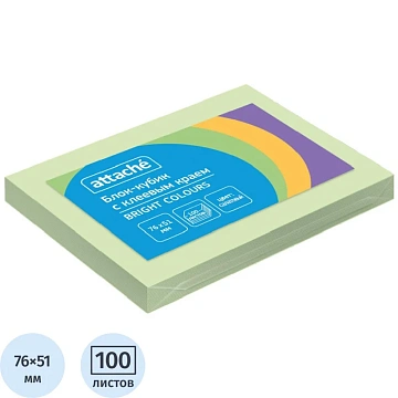 Стикеры ATTACHE Bright colours с клеев.краем 76х51 салатовый 100л
