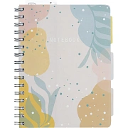 Бизнес-тетрадь 120л,клетка,А5 Flora 1,пласт.обл,серебр.спир,3раздел,линейка