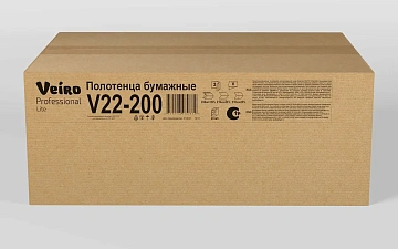 Бумажные полотенца Veiro Professional Lite H3, 2 слоя, V-сложение, 200лист, белые, V22-200