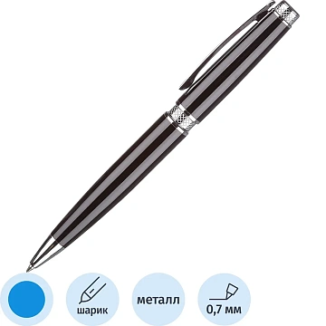 Ручка шариковая Attache SelectionDesire,черн.корп.,пов.мех.,синий,футляр
