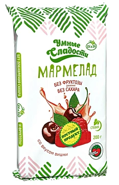 Мармелад Умные сладости Вишня без сахара, 200г