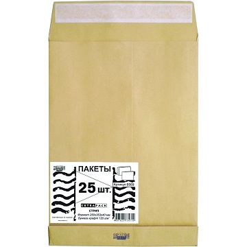 Пакет крафт B4 стрип Extrapack250х353х40 120г 25шт/уп/6569