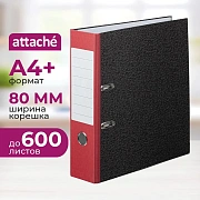 Папка-регистратор  80 мм мрамор с красн кор,мет.уг.,бум/бум