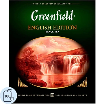 Чай GREENFIELD 'English Edition' черный цейлонский, 100 пакетиков в конвертах по 2 г, 1383-09