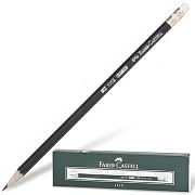 Карандаш чернографитный FABER-CASTELL, 1 шт., '1112', НВ, с ластиком, корпус черный, 111200