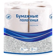 Полотенца бумажные в рулонах OfficeClean 'Premium', 3-слойные, 11м/рул., тиснение, белые, 4шт.