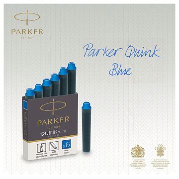 Картридж чернильный для перьевой ручки PARKER QUINK SHORT синие 6шт 1950409
