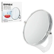 Зеркало настольное BRABIX, круглое, диаметр 17 см, двустороннее, с увеличением, прозрачная рамка, 607424