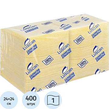 Салфетки бумажные Luscan Profi Pack 1сл24х24 пастельжелтые400 шт/уп