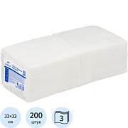 Салфетки бумажные Luscan 3 сл 33х33см белые 200 шт/уп