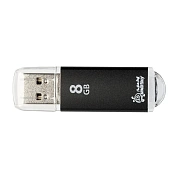 Флеш-диск 8 GB, SMARTBUY V-Cut, USB 2.0, металлический корпус, черный, SB8GBVC-K