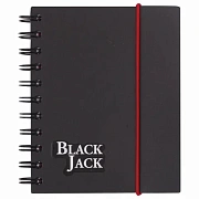 Блокнот МАЛЫЙ ФОРМАТ А6, 105х148 мм, 150 л., гребень, пластик, клетка, BRAUBERG, 'Black Jack', 125388