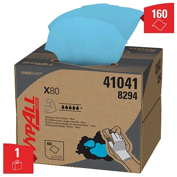 Протирочные салфетки Kimberly-Clark WypAll X80 8294, листовые, 160шт, голубые
