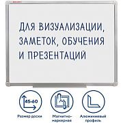 Доска магнитно-маркерная (45х60 см), алюминиевая рамка, ГАРАНТИЯ 10 ЛЕТ, РОССИЯ, BRAUBERG Стандарт,