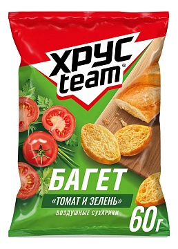 Сухарики Хрусteam Багет томат/зелень, 60г