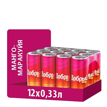 Напиток газированный Добрый Манго-маракуйя, 330мл, ж/б