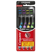 Зубная щетка Colgate Super Flexi Black средняя, 4шт