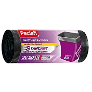 Мешки для мусора 30 л, черные, в рулоне 20 шт., ПНД, 7,3 мкм, 50х60 см, PACLAN 'Standart', 403211