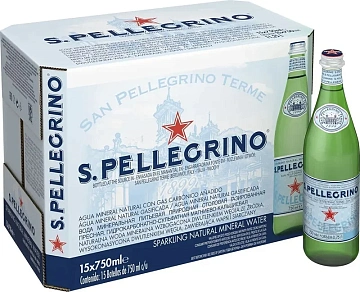Вода Sanpellegrino минеральная газированная, 750мл x 15 шт