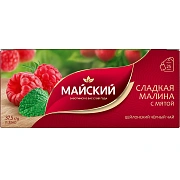 Чай Сладкая малина с мятой, черный, 25 пакетиков