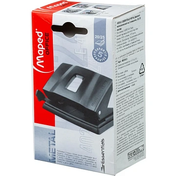 Дырокол 20л MAPED ESSENTIALS, черный