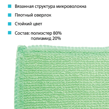 Салфетка хозяйственная Hq Profiline Mocrobase зеленая, 36х36см, микрофволокно, 73602
