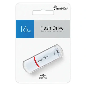 Флеш-диск 16 GB, SMARTBUY Crown, USB 2.0, белый, SB16GBCRW-W