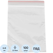 Пакет с замком (Zip Lock) Комус 6x8 см., 32мкм, 100 шт/уп