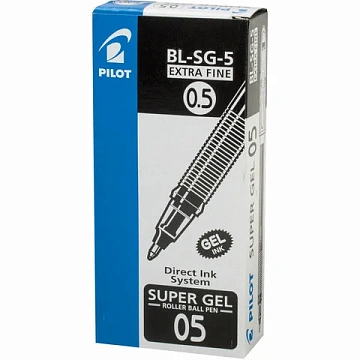 Ручка гелевая PILOT 'Super Gel', ЧЕРНАЯ, корпус прозрачный, узел 0,5 мм, линия письма 0,3 мм, BL-SG-5