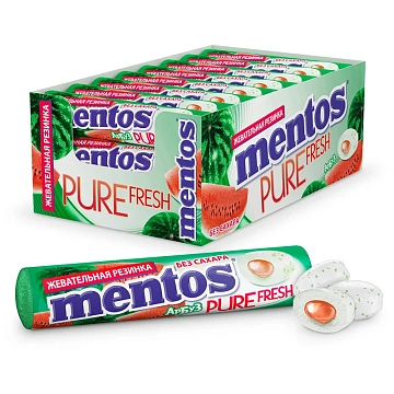 Жевательная резинка Mentos Pure Fresh вкус Арбуз, 16г