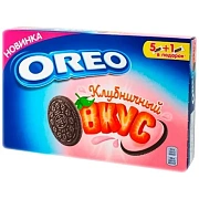 Печенье OREO с какао и начинкой с клубничным вкусом, 228 г, 9001526