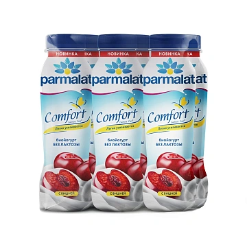 Йогурт питьевой Parmalat с вишней безлактозный 1.5%, 290г