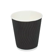 Стакан одноразовый Скандипакк NDW9 черный рифленый, 260мл, бумажный, для горячих напитков, 50шт/уп