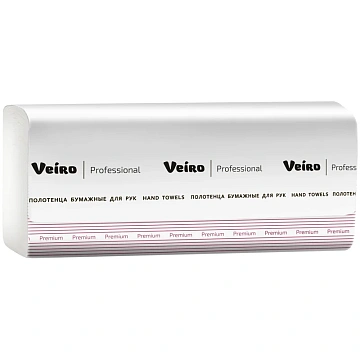 Бумажные полотенца Veiro Professional Premium KV306, листовые, белые, V укладка, 200шт, 2 слоя